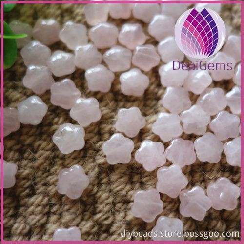 factory price loose 10mm rose quartz flower beads